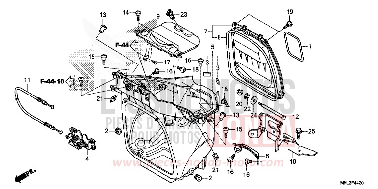 COMPARTIMENT A BAGAGES von NC750X DCT CANDY CHROMOSPHERE RED (R381) von 2019